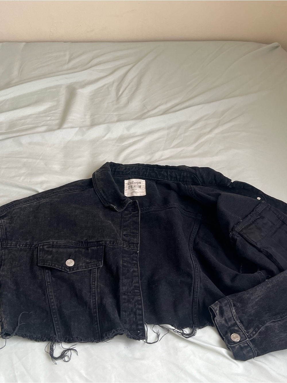 Black Cropped Denim Jacket